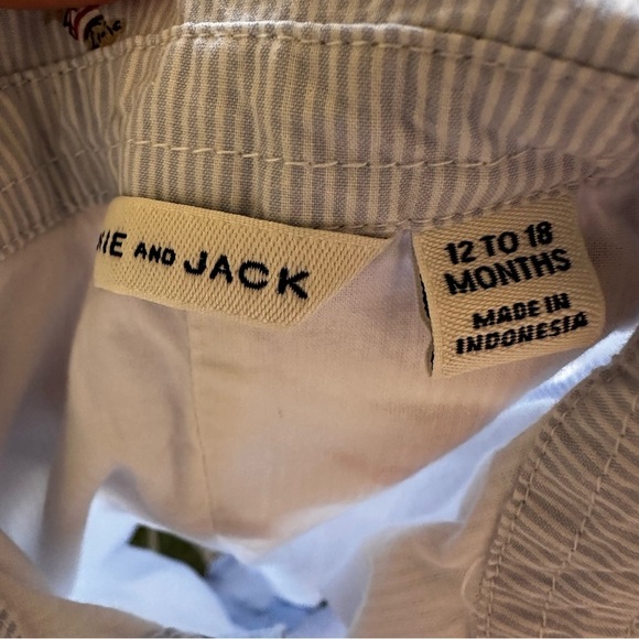 Janie and Jack Baby Boy Light Blue Pin Striped Romper - 12-18 months - Picture 4 of 5